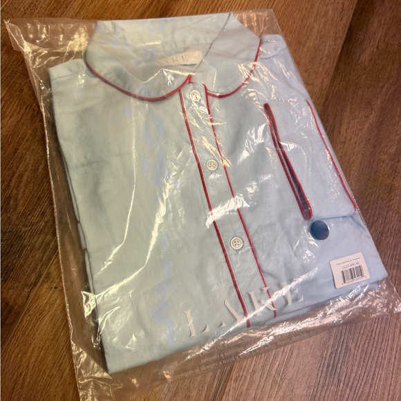 LAKE Pajamas Americana Poplin Short Set Blue w/ Red Piping XS NEW Pima Cotton - Picture 6 of 7